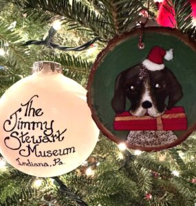 Jimmy Stewart museum Christmas ornament with Zuzu ornament